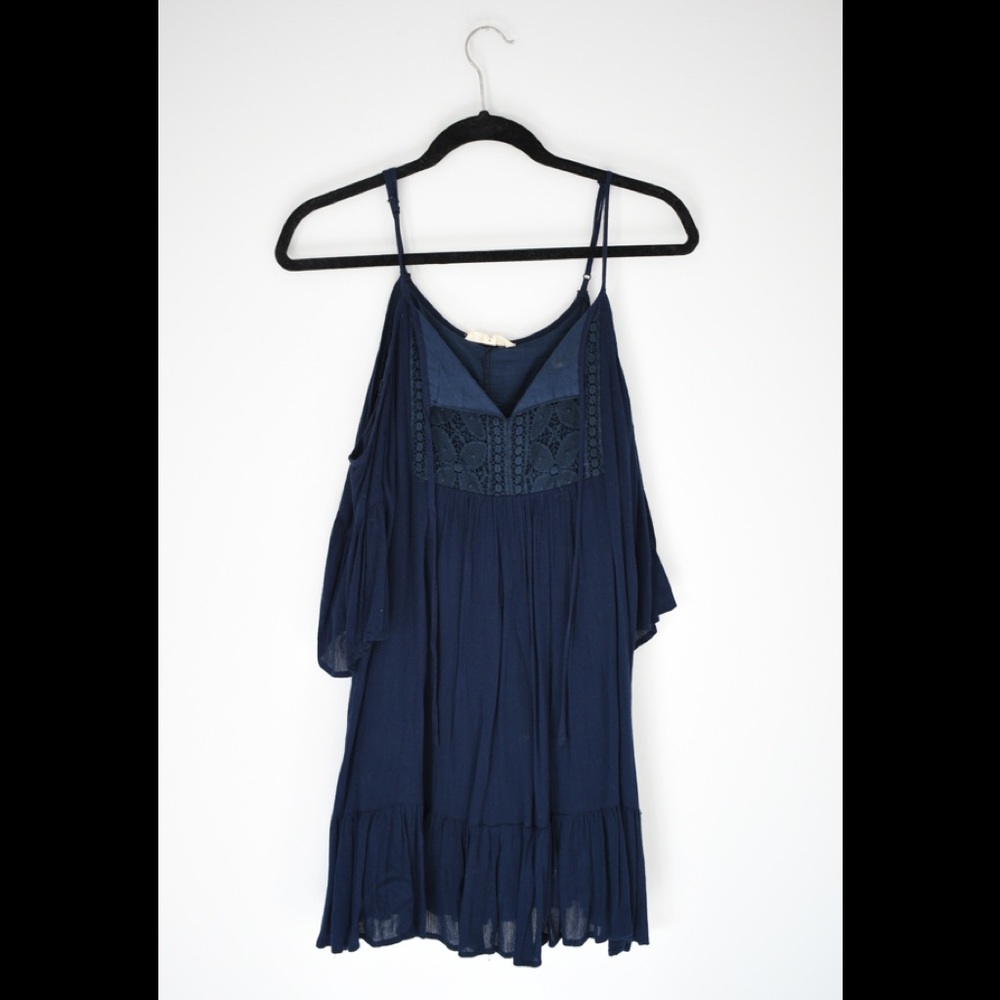 Navy Off the Shoulder Dress